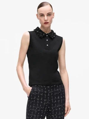 Karl Lagerfeld top z domieszką wełny kolor czarny A4W17038