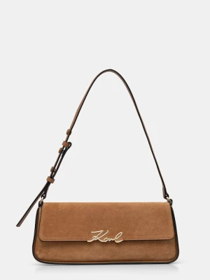 Karl Lagerfeld torebka bagietka damska zamszowa K / SIGNATURE brązowy
