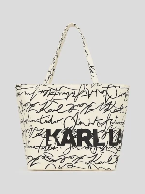 Karl Lagerfeld torebka bawełniana kolor biały A3W50030
