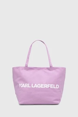 Karl Lagerfeld torebka bawełniana kolor fioletowy