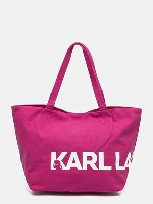 Karl Lagerfeld torebka bawełniana kolor różowy 246W3886