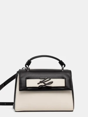 Karl Lagerfeld torebka crossbody damska skórzana K / AUTOGRAPH beżowy