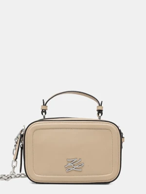 Karl Lagerfeld torebka crossbody damska skórzana K/AUTOGRAPH beżowy
