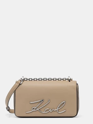 Karl Lagerfeld torebka crossbody damska skórzana K/SIGNATURE beżowy