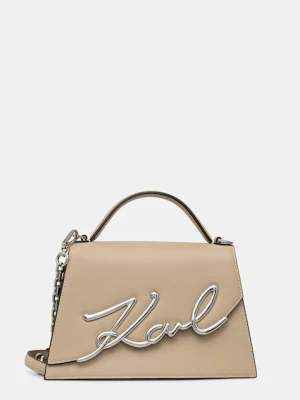 Karl Lagerfeld torebka crossbody damska skórzana K / SIGNATURE beżowy