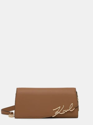 Karl Lagerfeld torebka crossbody damska skórzana K/SIGNATURE brązowy