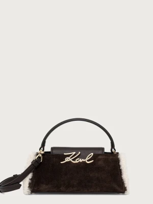 Karl Lagerfeld torebka crossbody damska zamszowa K / SIGNATURE brązowy
