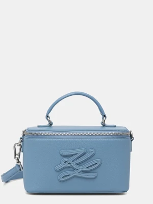 Karl Lagerfeld Torebka kuferek damska skórzana K/AUTOGRAPH niebieski