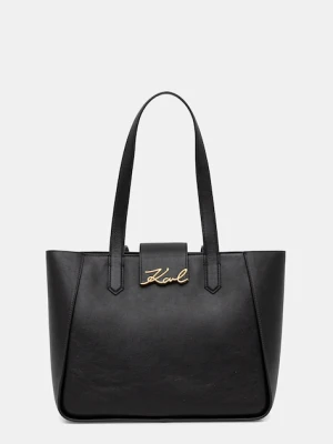 Karl Lagerfeld torebka skórzana K/SIGNATURE kolor czarny A3W30133