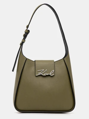 Karl Lagerfeld torebka skórzana K/SIGNATURE kolor zielony A1W30434
