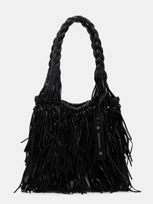 Karl Lagerfeld torebka skórzana K/WEAVE kolor czarny B1W30275
