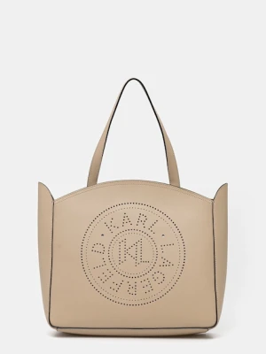 Karl Lagerfeld torebka skórzana kolor beżowy A3W30043