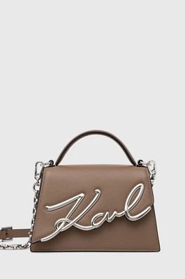 Karl Lagerfeld torebka skórzana kolor brązowy