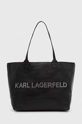Karl Lagerfeld torebka skórzana kolor czarny 245W3086