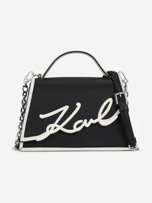Karl Lagerfeld torebka skórzana K/SIGNATURE kolor czarny A1W30224