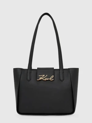 Karl Lagerfeld torebka skórzana K/SIGNATURE kolor czarny A4W30066