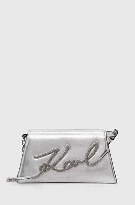 Karl Lagerfeld torebka skórzana kolor srebrny 245W3077