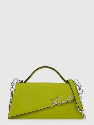 Karl Lagerfeld torebka skórzana K/SIGNATURE kolor zielony A1W30458