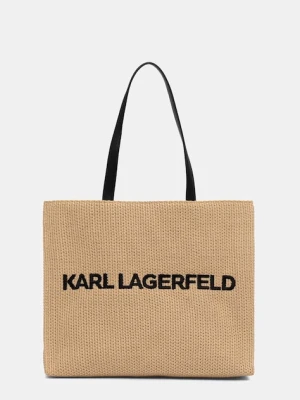 Karl Lagerfeld torebka tote damska pleciona K/ESSENTIAL beżowy
