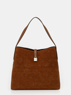 Karl Lagerfeld torebka zamszowa K/AUTOGRAPH kolor brązowy B1W30105