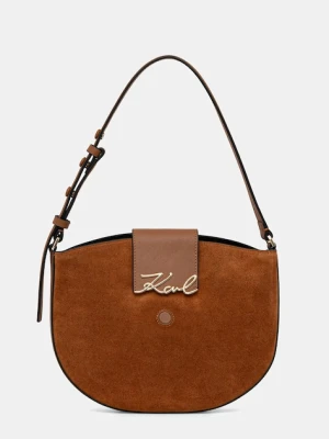 Karl Lagerfeld torebka zamszowa K/SIGNATURE kolor brązowy B1W30196