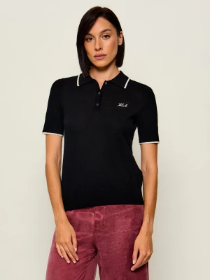 Karl Lagerfeld Wełniane polo Essential | Regular Fit czarny