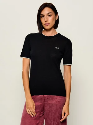 Karl Lagerfeld Wełniany sweter Essential | Regular Fit czarny