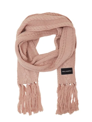 Karl Lagerfeld Wełniany szal k/essential cable knit