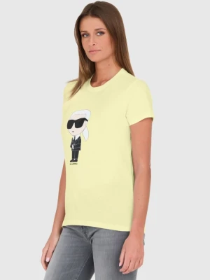 KARL LAGERFELD Żółty damski t-shirt Ikonik 2.0 Karl T-shirt, Rozmiar XS