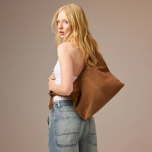 Karmelowa torebka shopper z naturalnego zamszu House