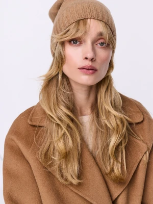 Karmelowa wełniana czapka z domieszką kaszmiru TARANKO