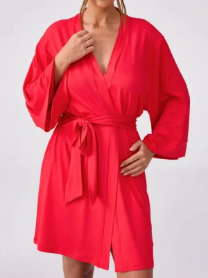 Karminowy peniuar z włóknem bambusowym - Love Story POUPEE