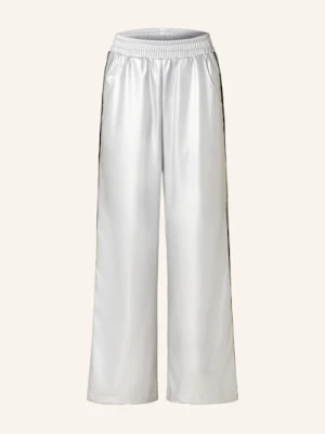 Karo Kauer Spodnie Z Imitacji Skóry Z Lampasami silber