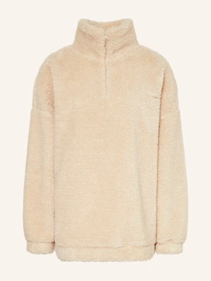 Karo Kauer Sweter Typu Troyer Oversize Z Pluszowego Materiału beige