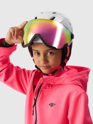Kask narciarski z wbudowanymi goglami dziewczęcy - biały 4F