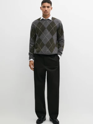 Kaszmirowy Sweter W Romby - Zielony - Massimo Dutti - Male