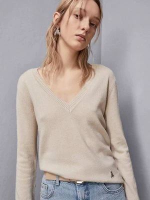 Kaszmirowy sweter z dekoltem w szpic PATRIZIA PEPE