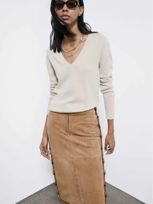 Kaszmirowy sweter z dekoltem w szpic PATRIZIA PEPE