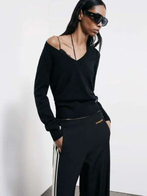 Kaszmirowy sweter z dekoltem w szpic PATRIZIA PEPE