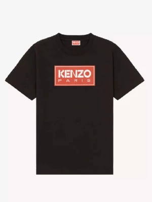 Kenzo Bawełniana czarna koszulka z logo