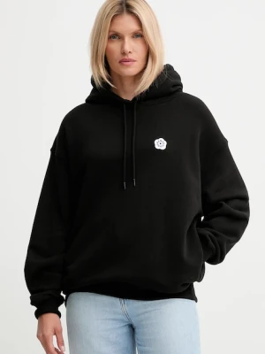 Kenzo bluza bawełniana damska kolor czarny z kapturem z aplikacją FF62HO4534MB