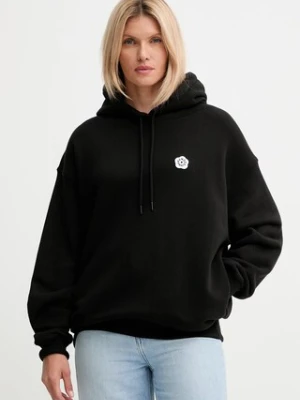 Kenzo bluza bawełniana damska kolor czarny z kapturem z aplikacją FF62HO4534MB
