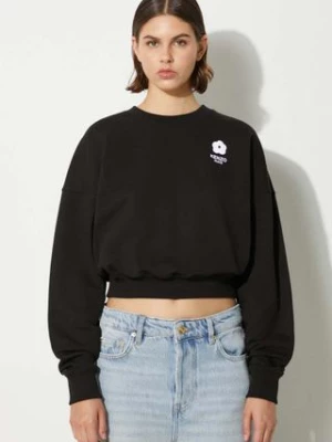 Kenzo bluza bawełniana Flower Boke 2.0 Cropped Sweat damska kolor czarny z aplikacją FE62SW1664MI.99J