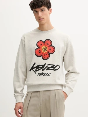Kenzo bluza bawełniana Kenzo x Futura męska kolor szary z nadrukiem FF65SW2524MC