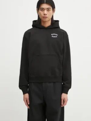 Kenzo bluza bawełniana męska kolor czarny z kapturem gładka FF55SW2724MC.99J