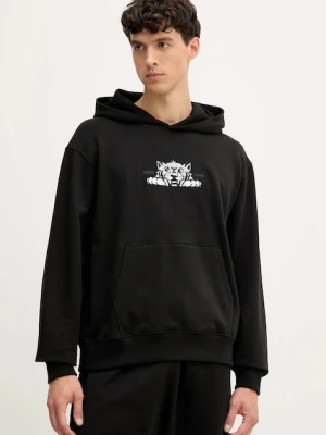 Kenzo bluza bawełniana męska kolor czarny z kapturem z aplikacją FF65HO2534MF