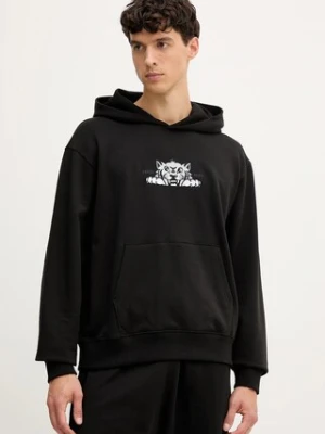 Kenzo bluza bawełniana męska kolor czarny z kapturem z aplikacją FF65HO2534MF