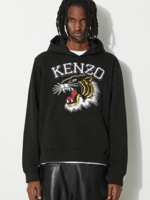 Kenzo bluza bawełniana Tiger Varsity Slim Hoodie męska kolor czarny z kapturem z aplikacją FE55SW1864MF.99J