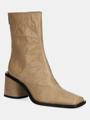 Kenzo botki skórzane Kimi Ankle Boots damskie kolor beżowy na słupku FF62BT120L06.87