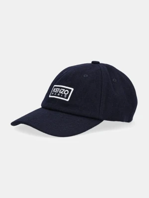 Kenzo czapka z daszkiem wełniana kolor granatowy FF68AC801F43